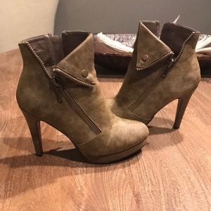 Zippered Suede Platform Booties